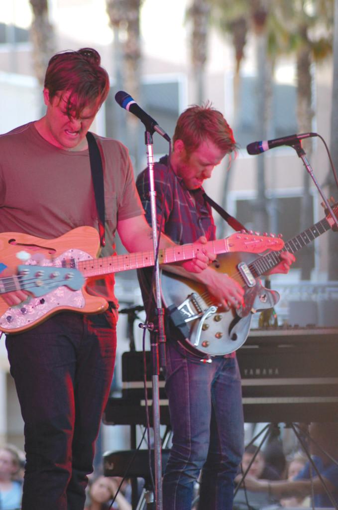 Cold War Kids frontman Nathan Willett and guitar player Jonnie Russell let loose during their headlining gig at Music in the Park.