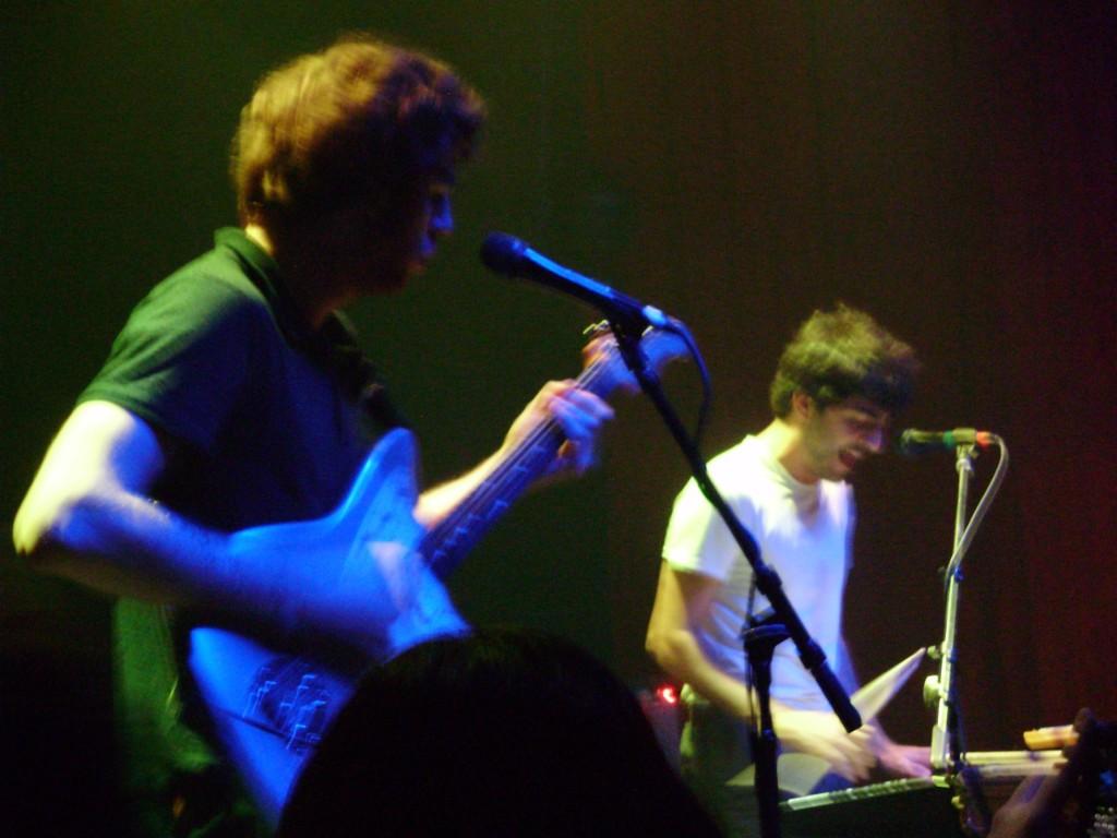 Pablo Diaz-Reixas, El Guincho (on right) and guitarist Borja (left) perform at the Rickshaw Stop on Friday, July 9.