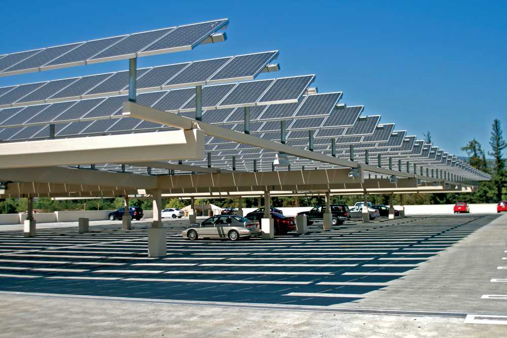 CAMPUS SITE - Installation of solar panels, like those atop the Stelling Parking Garage, will create traffic headaches starting summer 2011.