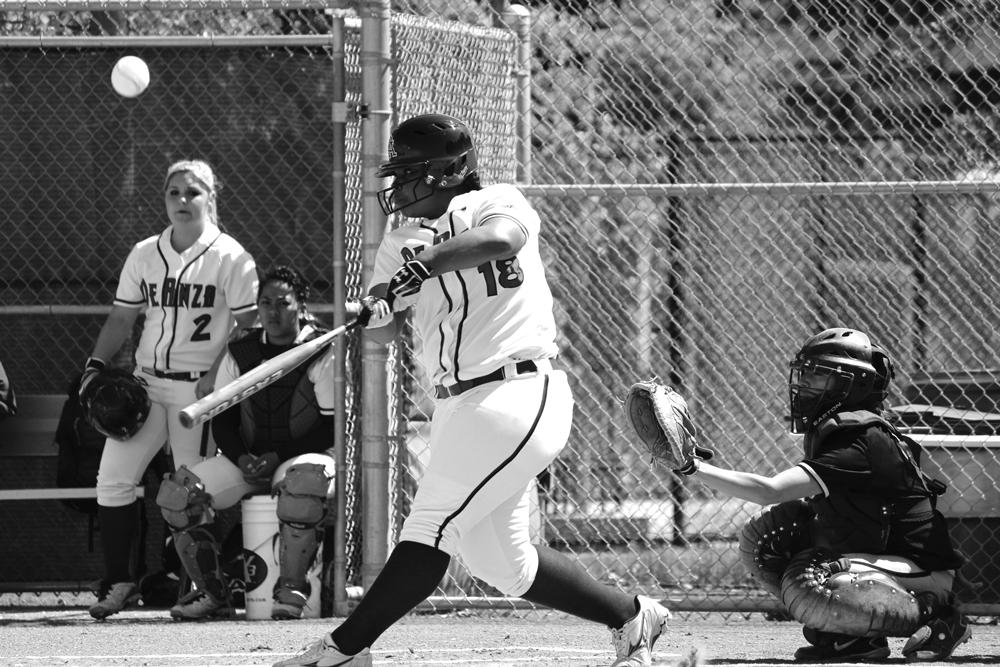 SMASH HIT -Taylor McCloud, named one of the First All-League players on the team, crushes the ball in a home game against Chabot College on April 17.