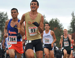 RACE TO FINISH - The cross country men give it their all during the state meet in Fresno, Nov. 17.