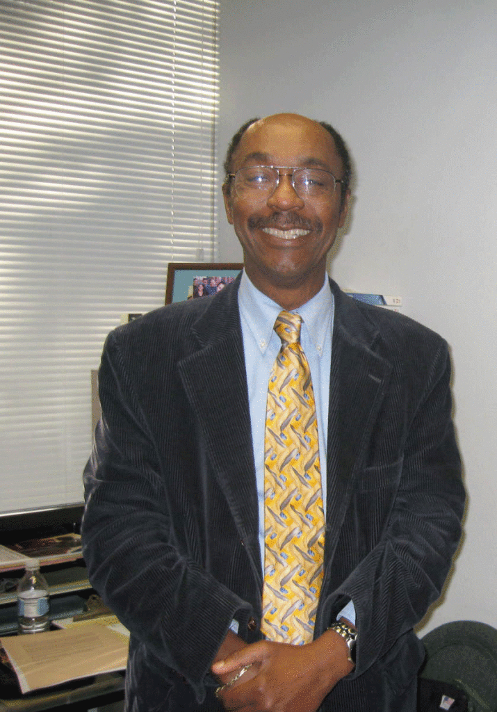 ERNEST JOHNSON - Johnson in his office at De Anza. He was always willing to put in extra effort for his students.