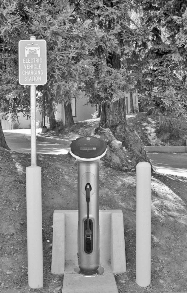 PHOTOSHOPPED - An electric car charger is pictured at De Anza Parking Lot B.
