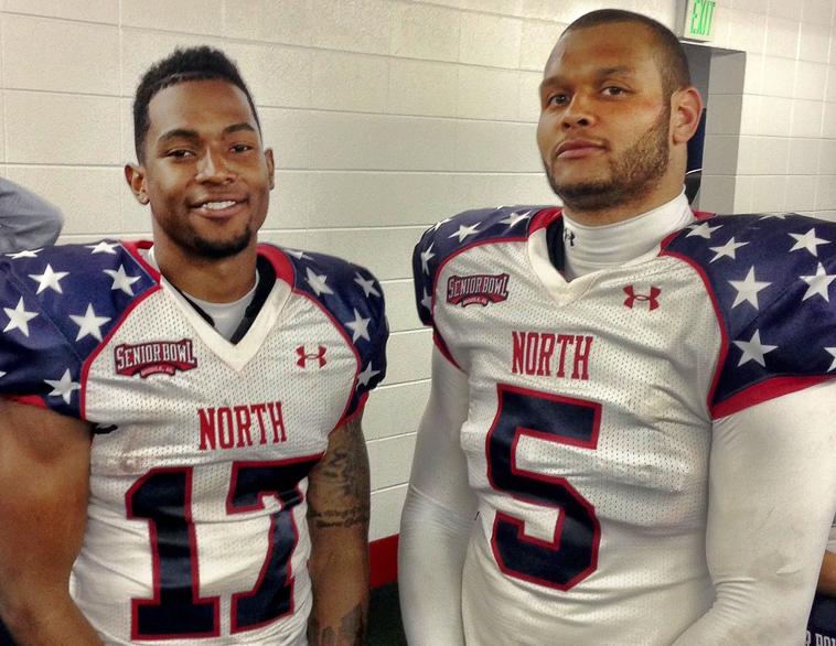 NFL Ready
Will Davis and Ty Powell pose together before the 2013 Senior Bowl held in Mobile, Alabama on January 26.