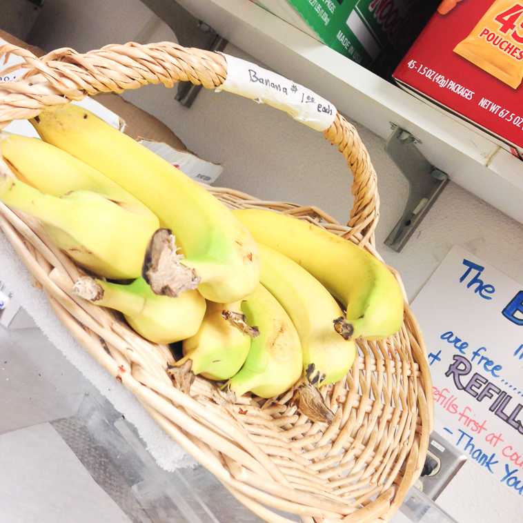 Students have the healthy and low-cost option of fresh fruit offered at Le Cafe and in the cafeteria.