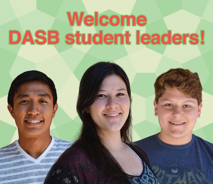 From left to right: Kevin Suarez, 19, economics major, DASB vice president,
Julia Malakiman, 18, communications major, DASB president,
Melissa Epps, 19, French and Spanish major, De Anza student trustee on the
FHDA District Board of Trustees.