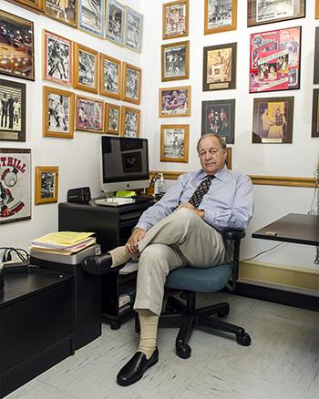 Gary Zarecky reclines in his office.