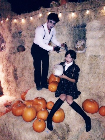 Cecile Hoang, Staff Writer, in the costume of Wednesday Addams and her friend Angel Trinh as Edward Scissorhands. 
