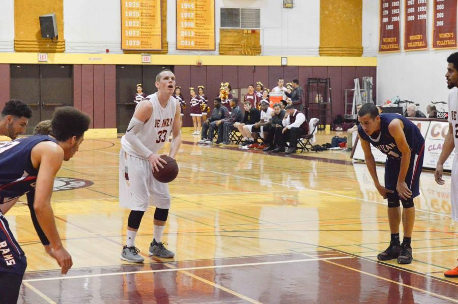 Cooper Wilson (33), wing, sets for a free throw in a game against Gavilan College that came down to the wire on Friday, Jan. 15.