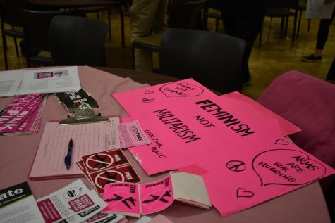 A poster opposing military interventionism from the Divest for Justice - Invest for Impact Community
Forum on Monday, Feb. 26 at De Anza College