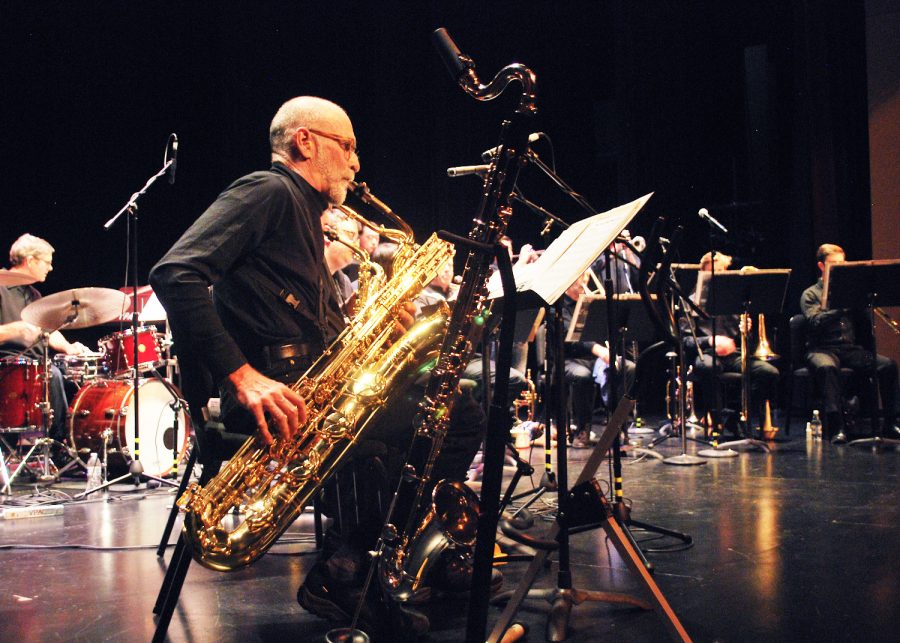 Barry saxophone player and Daddios Big Band member plays some jazzy tunes at the De Anza Jazz Ensemble Concert on March 23.