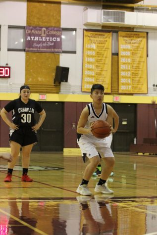 Faith Ann Serrano, guard, lines up a free throw during a home game against Cabrillo College on Jan. 23