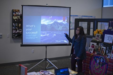 Vivian Bejarin, English instructor talks about her work in equity at Lit Lunch on Feb. 26.