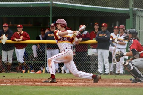 Outfielder Vincent Republicano takes a swing during a home game against Skyline College on March 1.