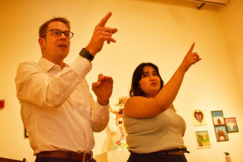 John Kaufmann, Theater Instructor at Evergreen Valley College, kept the audience actively engaged with his talk of planet study May 2nd at the Euphrat Museum of Art.