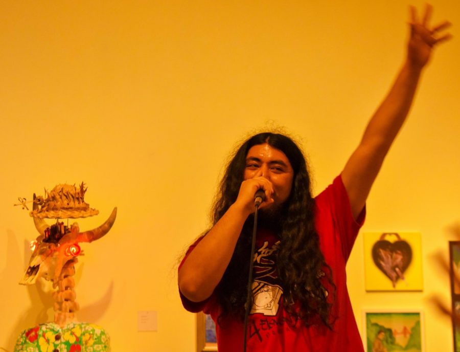 Sam RucKus, 27, animation major, performed his song You Aint Doing Nothin May 2nd at the Euphrat Museum of Art.