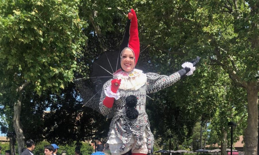 A woman walked on stilts at the De Anza College 17th annual Spring Carnival on May 23.
