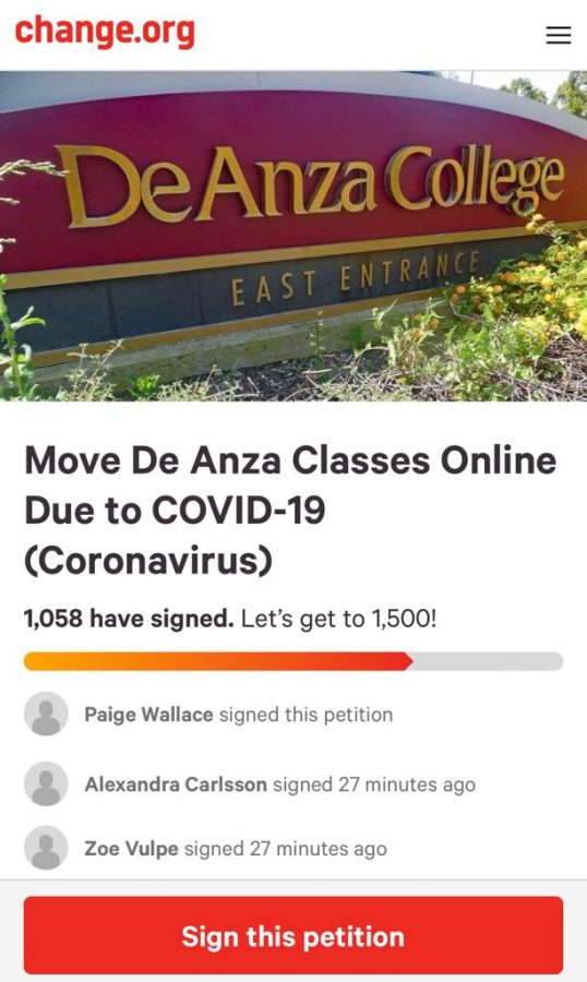 Student petition calls for De Anza to close and move online.