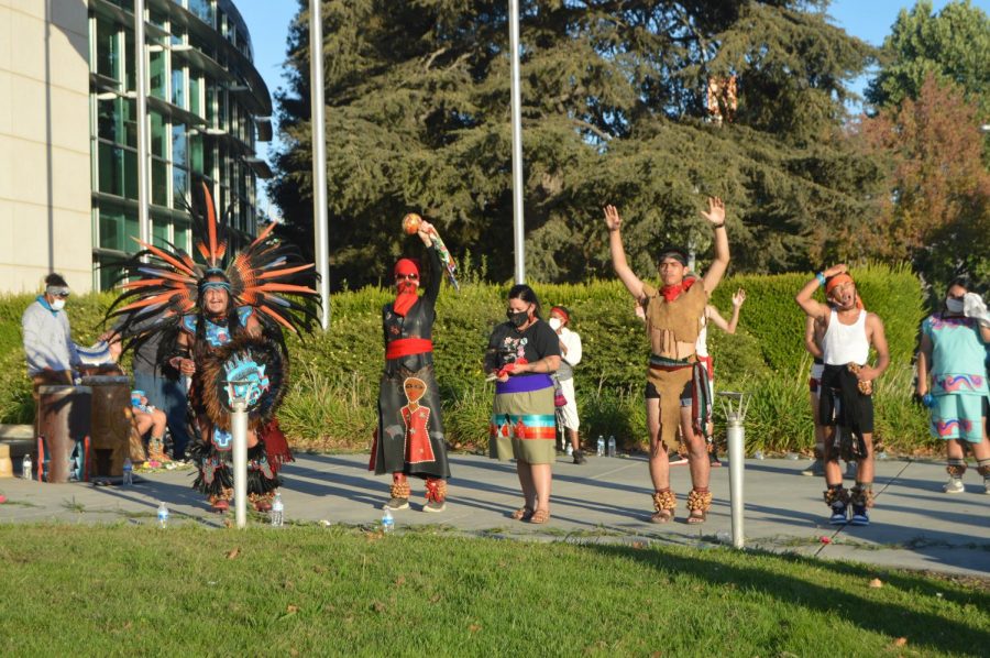 Indigenous people perform dances, play drums and give speeches in Milpitas to mark Indigenous People's Day Oct. 3.