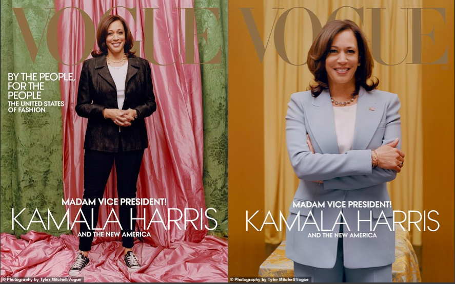 (Left) The cover Vogue published, (Right) The cover Harris team approved