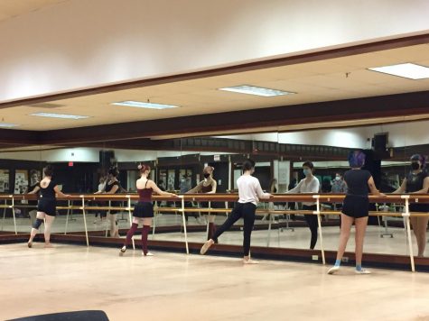Professor Janet Shaws ballet students rehearse in the dance studio for the first time in one and a half years. 