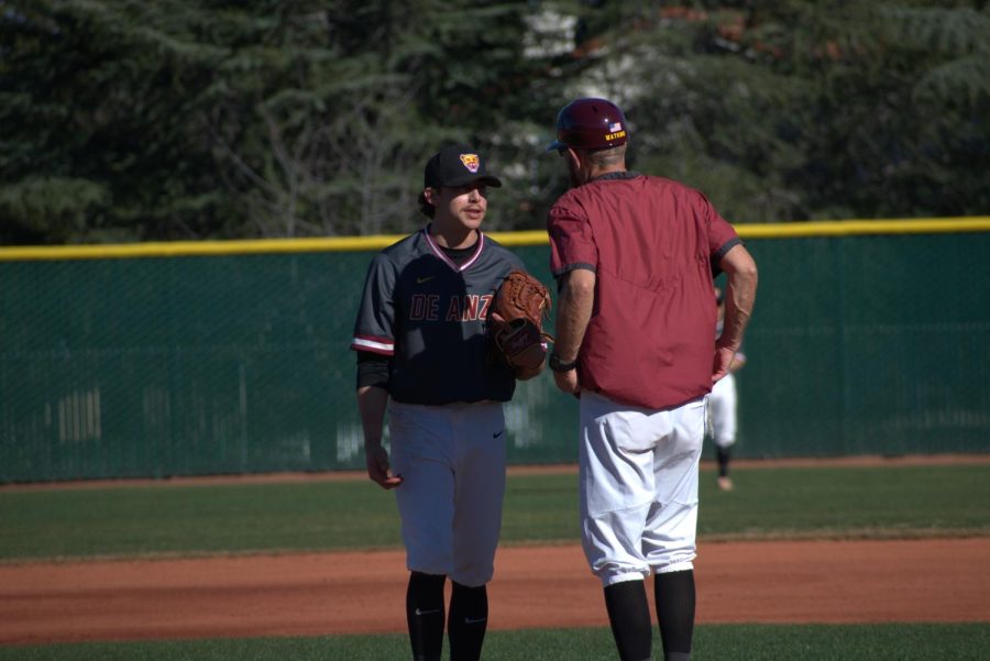 De Anza starting pitcher Jaime Blanco gave up five runs in his second start of the season against Sierra College on Feb. 12.