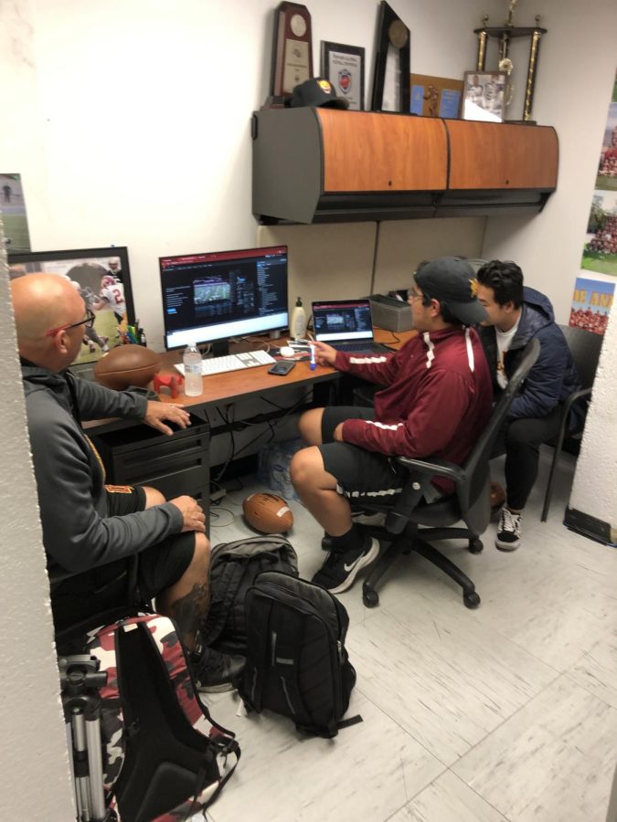 Santos has his student assistants immediately cut the days game film into tape he can review once players and staff have gone home.