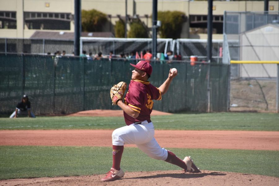 De Anza Pitcher Ryan O'Charchin gave up no runs and recorded five strikeouts through five innings in a 4-1 loss to Mission College on April 19.