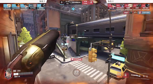 Screenshot of author Zhang Xiaoyans gameplay in Overwatch 2 as hero Ashe.