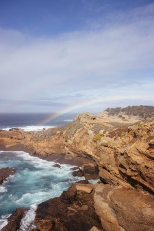 A rainbow shines over the beautiful cliffs and ocean at Point Lobos, CA on Feb. 4.