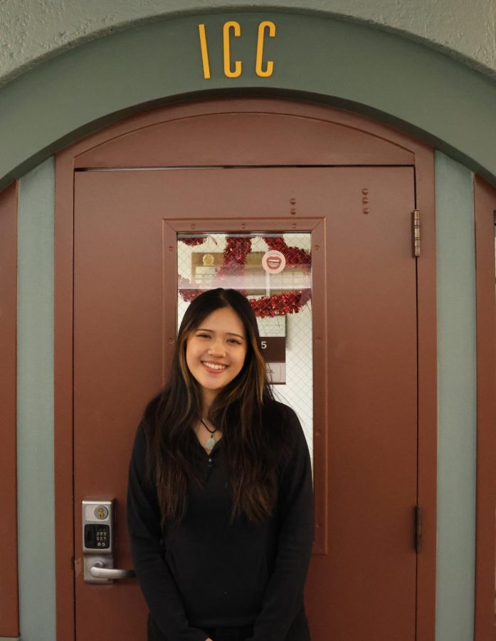 Khanh Ngo, 21, liberal arts with an emphasis in science, math and engineering major, stands in front of the Inter Club Council Office. She has served as the ICC chairperson since November 2021, and she will be leaving on Apr. 27, 2023.