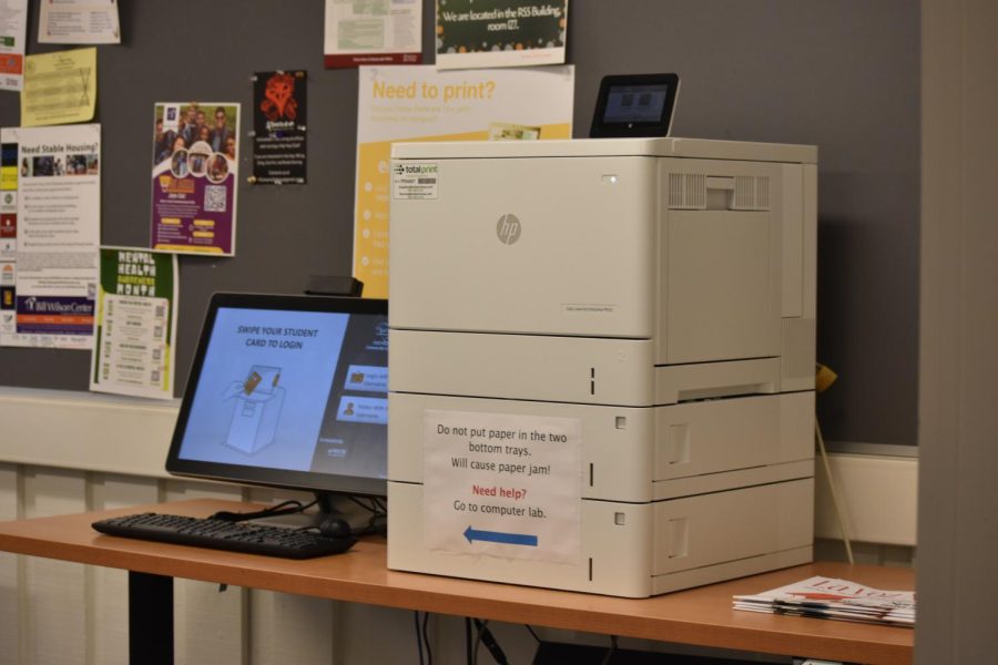 One of De Anza’s public printing stations found in the A. Robert DeHart Library on June 20. The campus’ printing prices at all 10 stations cost the same amount to print one double-sided page as it does two single-sided pages. 