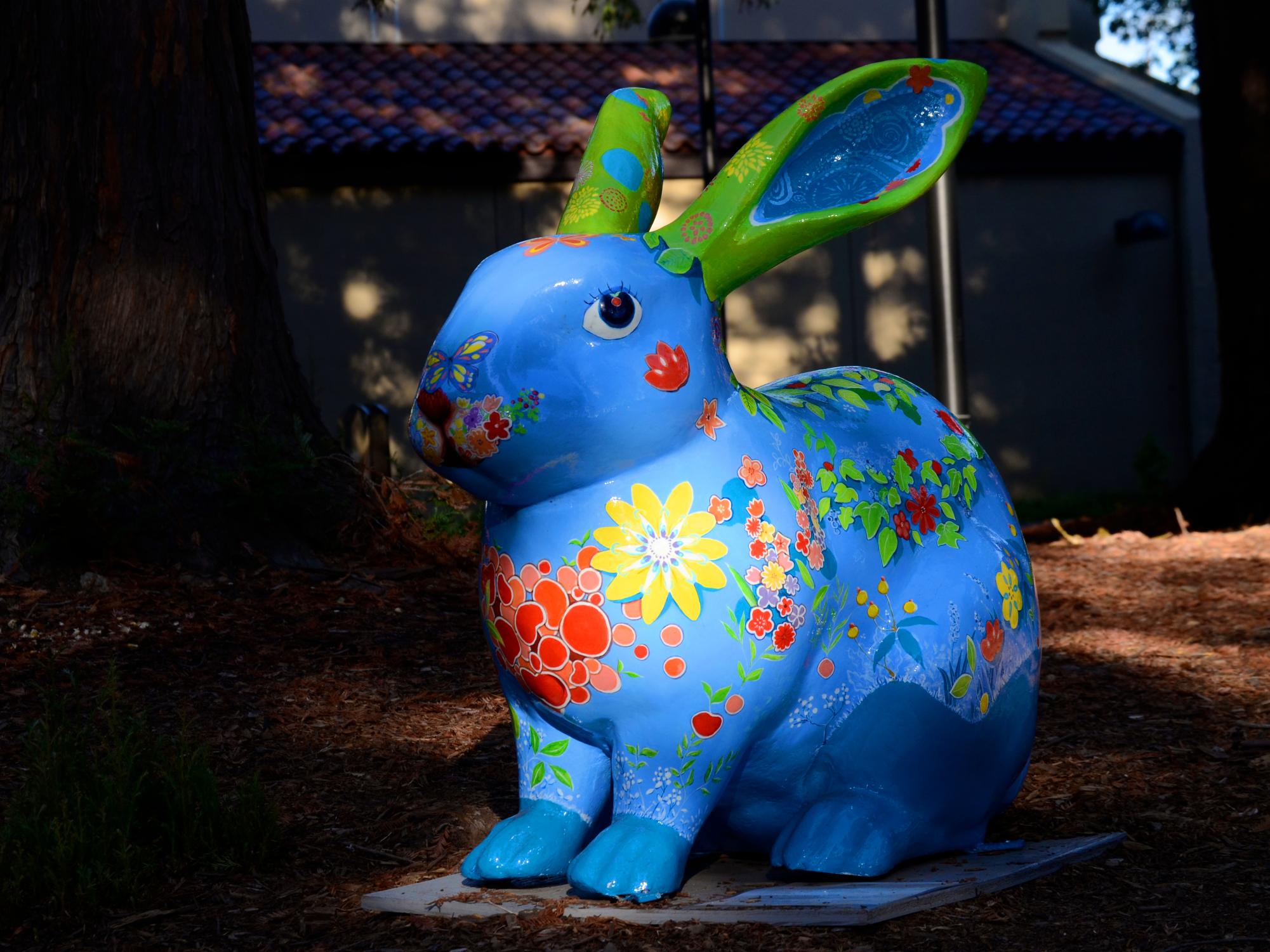 Rabbit of Hope by art student Eunyoung Park sits near the Fujitsu Planetarium. 