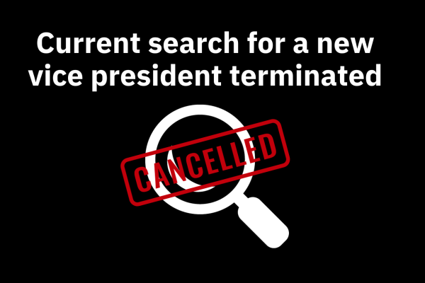 Current search for a new vice president terminated