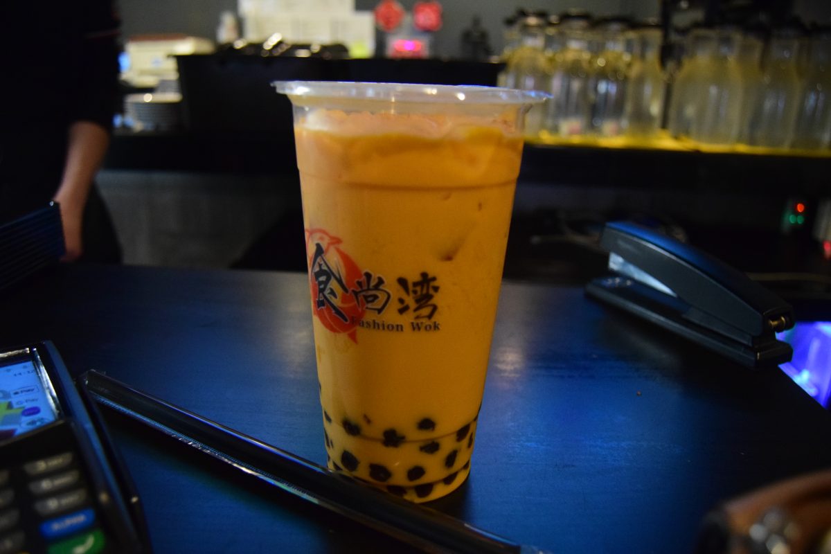 Fashion Woks Thai milk tea with pearls cost $3.82 in February; now, it and the boba milk tea both cost $5.18, still the cheapest drinks with boba included in downtown Sunnyvale by 62 cents.