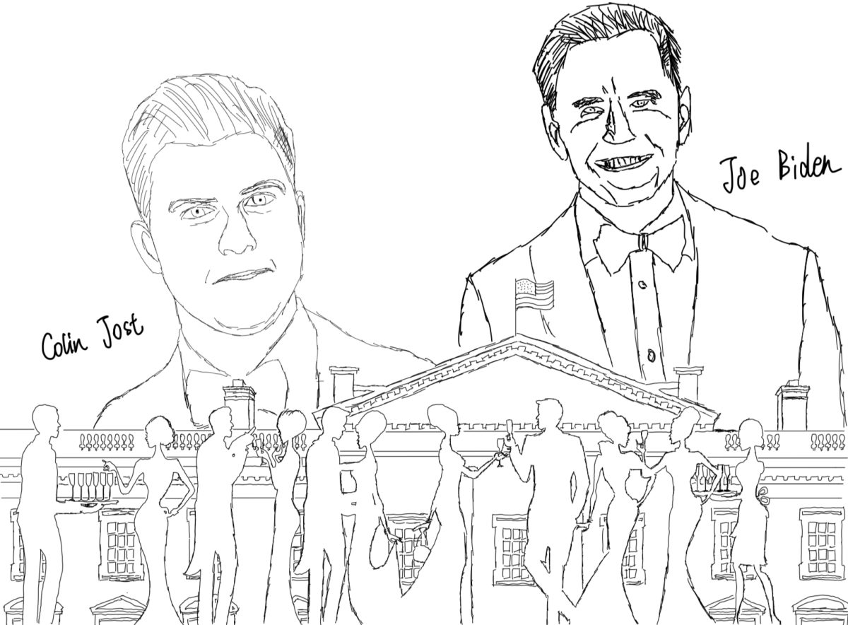 Illustration+of+Colin+Jost%2C+comedian+and+writer+on+Saturday+Night+Live%2C+and+President+Joe+Biden.