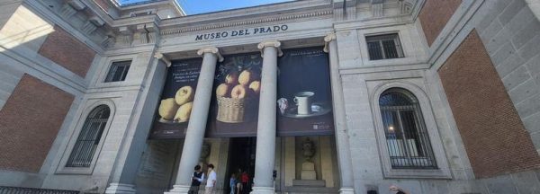 The front entrance of the Museo Del Prado in Madrid, Spain on April 14th.