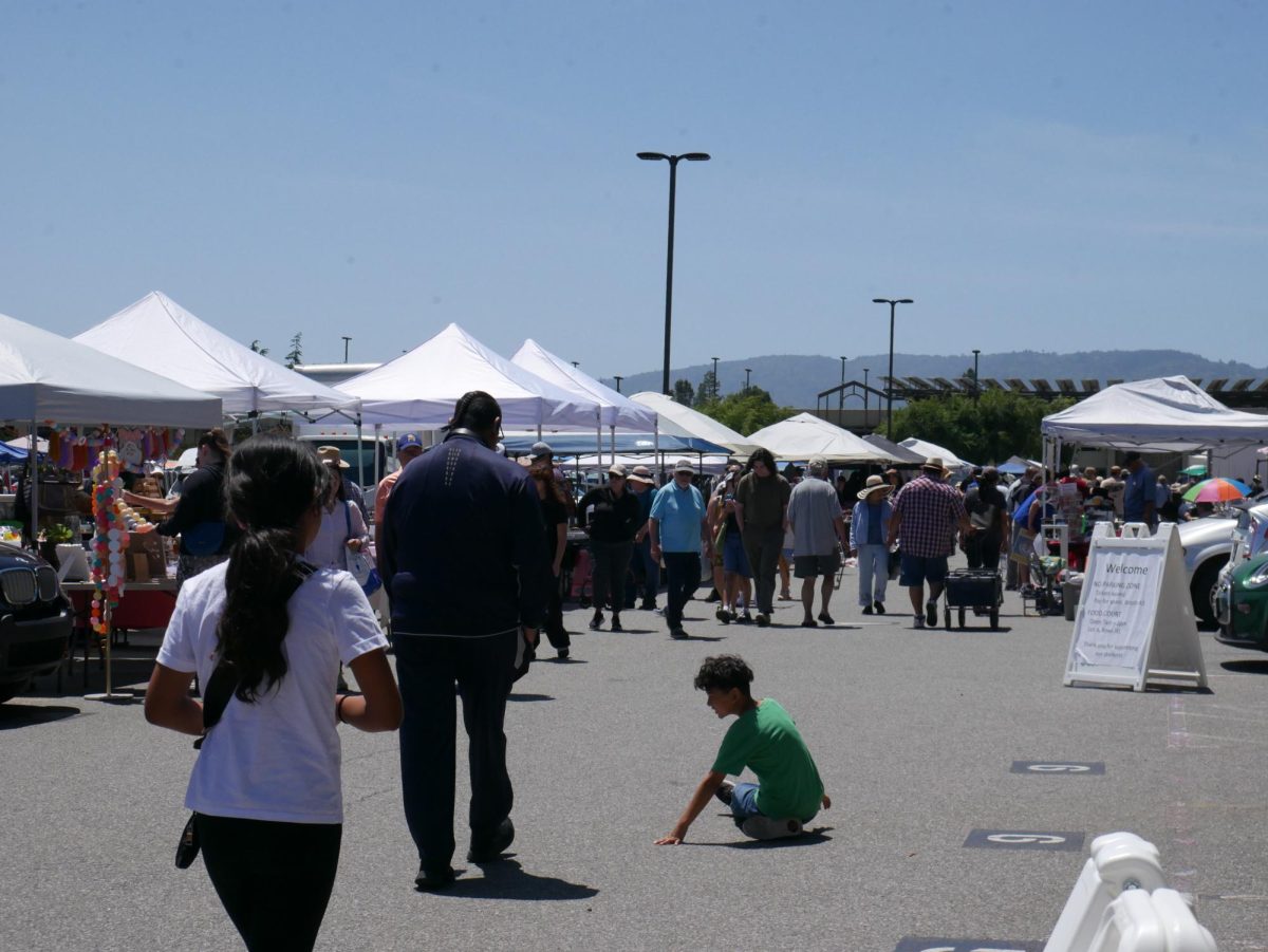 Shoppers+gather+in+De+Anzas+A+lot+for+the+first+flea+market+of+the+summer+at+De+Anza+College+on+June+1.