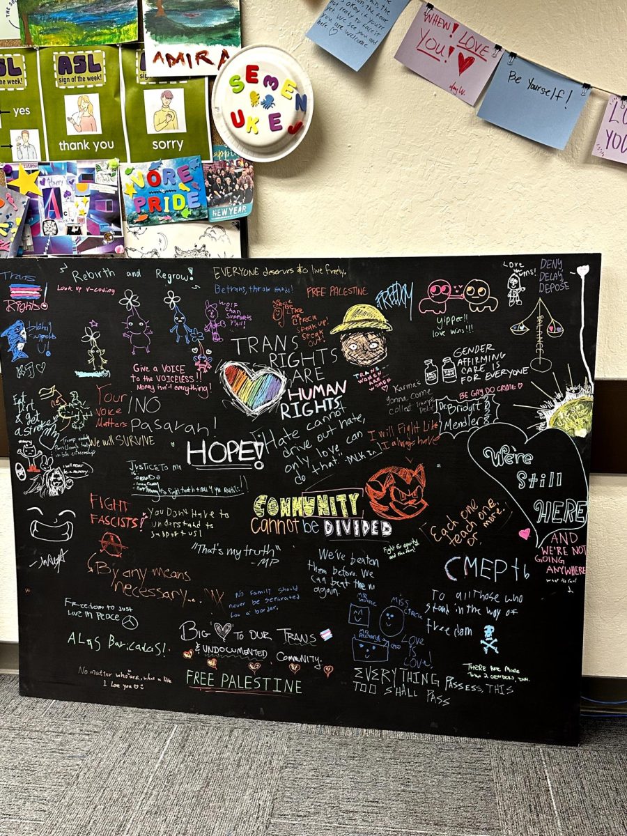 The De Anza College Pride Center hosted an event on Jan. 21, allowing students to express their hopes on the blackboard. The board is now placed at the Pride Center as of Jan. 23.
