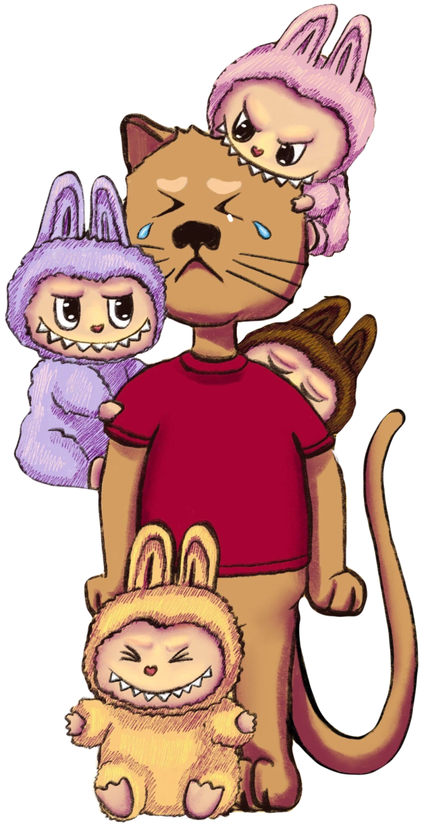 Labubus give Roary, the De Anza mascot, boo boos. 