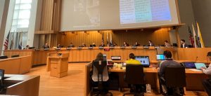 All members of the San Jose City Council, including Mayor Mahan, who sits in the center of the stage on Sept. 30. 