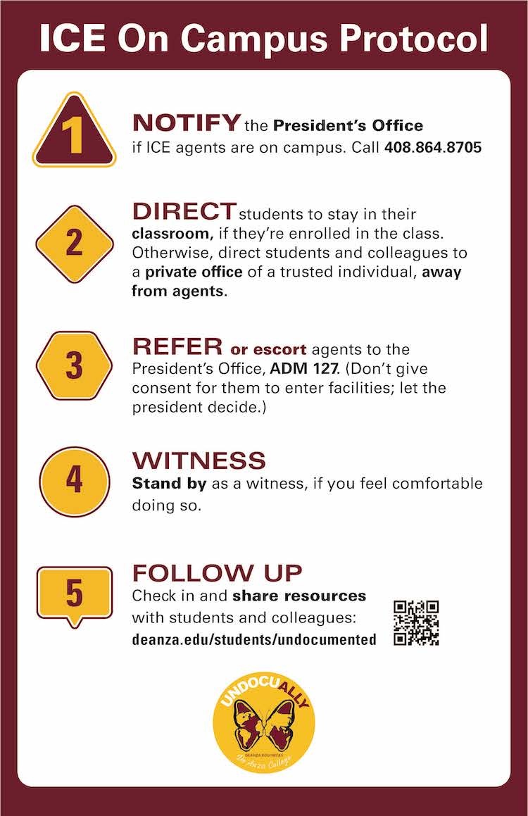 De Anza College President Omar Torres developed and widely circulated a poster detailing procedures for when Immigration and Customs Enforcement is on campus after he stepped into the role last year.