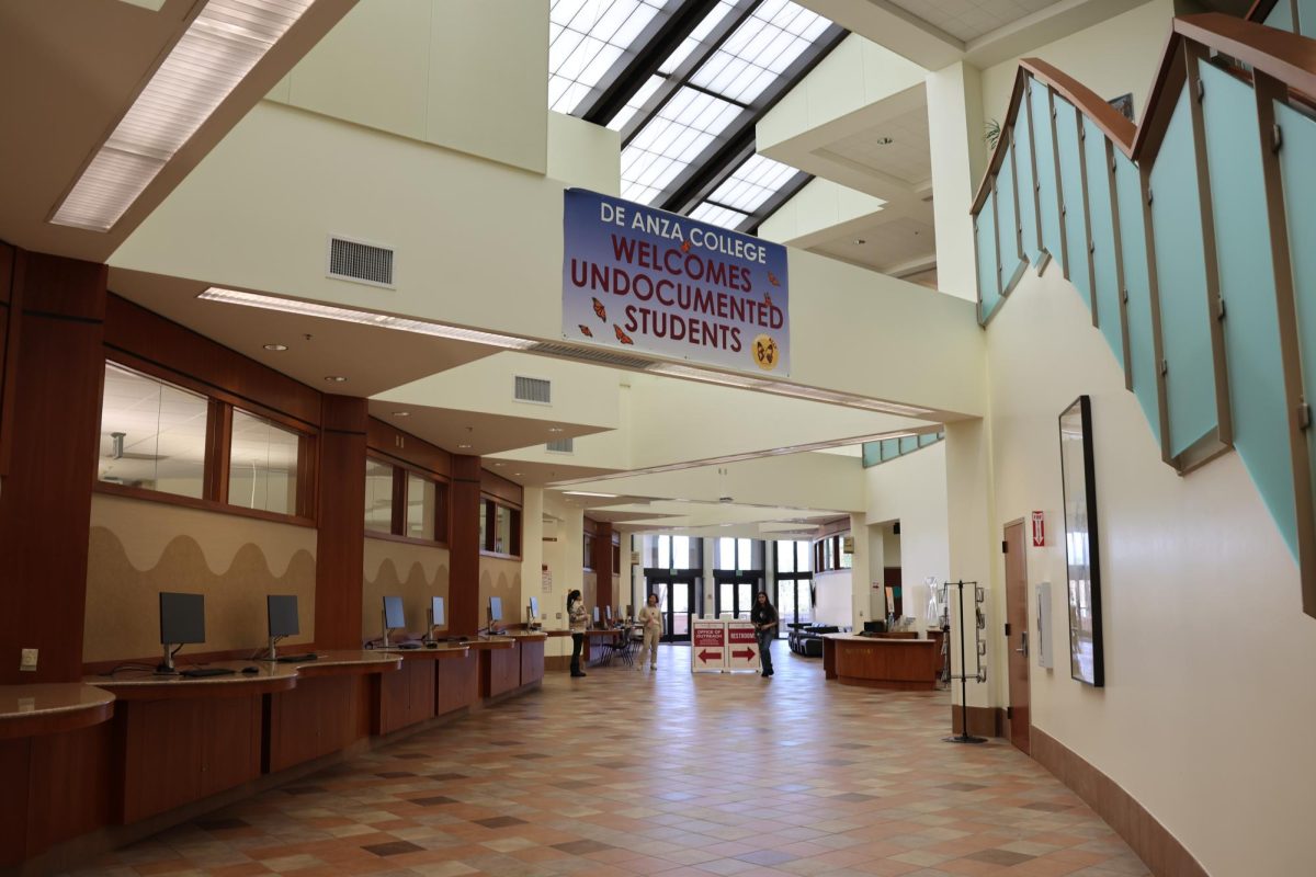 A sign inside the Registration and Student Services building expresses support for undocumented students Jan. 7. A similar sign hanging in the Media and Learning Center came into the national spotlight earlier that day.