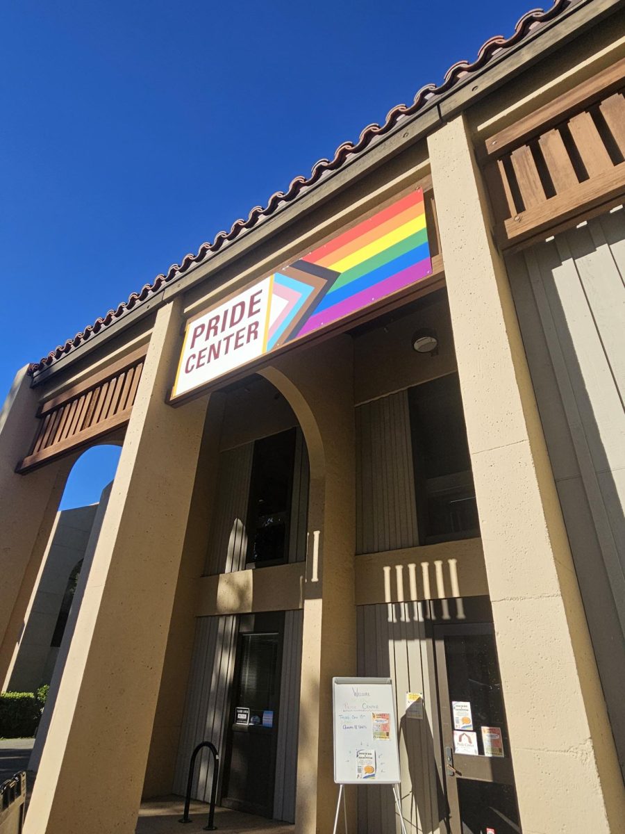 The Pride Center's banner hangs on a sunny afternoon on Jan. 14.