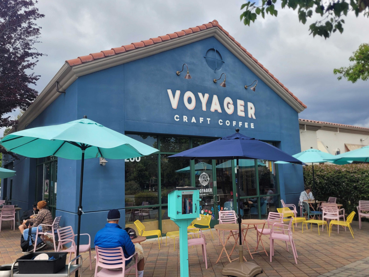 Patrons dine outside Voyager Craft Coffee on Stevens Creek Boulevard on May 4.