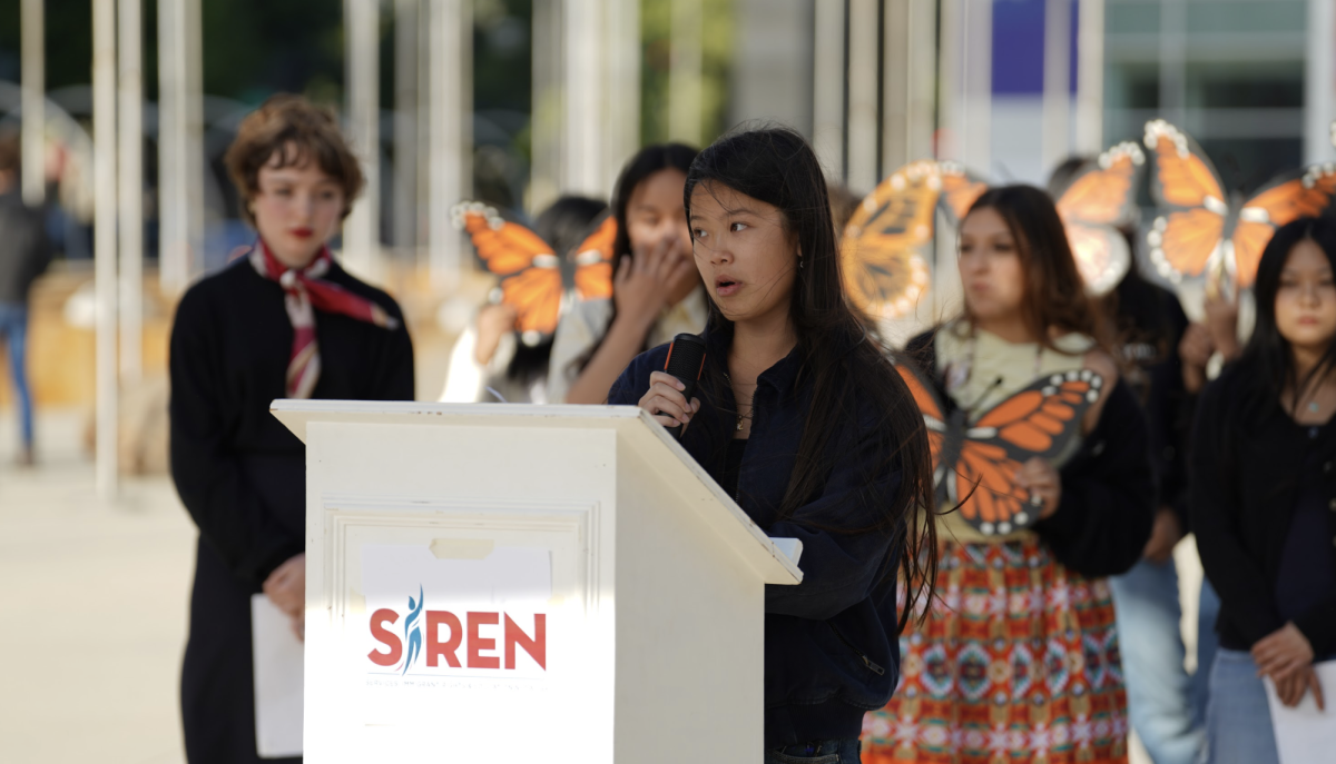Alice Nguyen, Milpitas High School junior, speaks at the Youth Voices Press Conference on April 24 at San Jose City Hall.